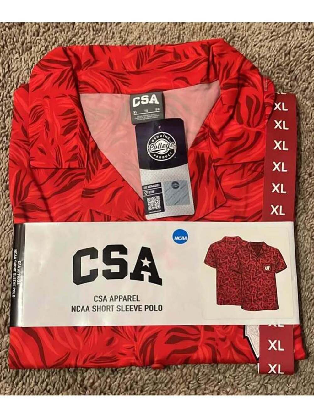 CSA NCAA Wisconsin Badgers red short sleeve polo men’s size XL